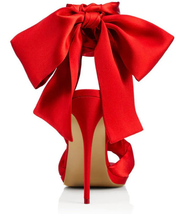 The Power Play – Luxe Red Satin Statement Heels