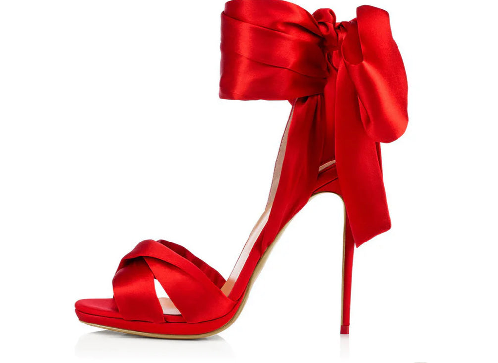 The Power Play – Luxe Red Satin Statement Heels
