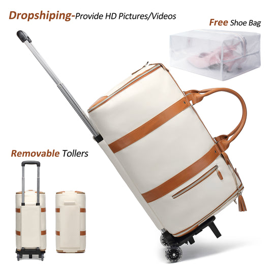 55L Travel Garment Bag – Weekender Carry-On with Shoe Compartment & Trolley Strap