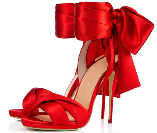 The Power Play – Luxe Red Satin Statement Heels