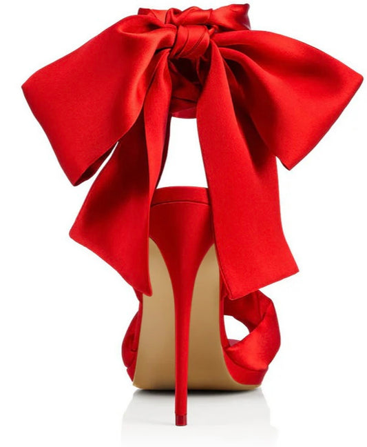 The Power Play – Luxe Red Satin Statement Heels